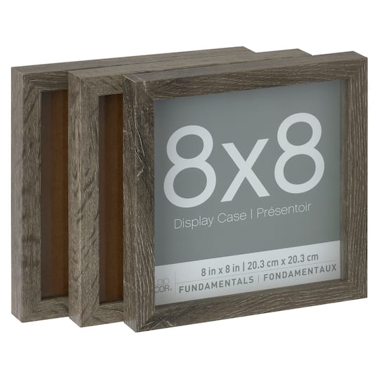 3 Pack Fundamentals 8" x 8" Gray Shadow Boxes by Studio Décor®